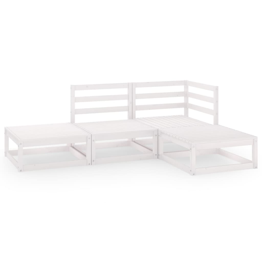 Salon de jardin meuble d'extérieur ensemble de mobilier 4 pièces blanc bois de pin massif