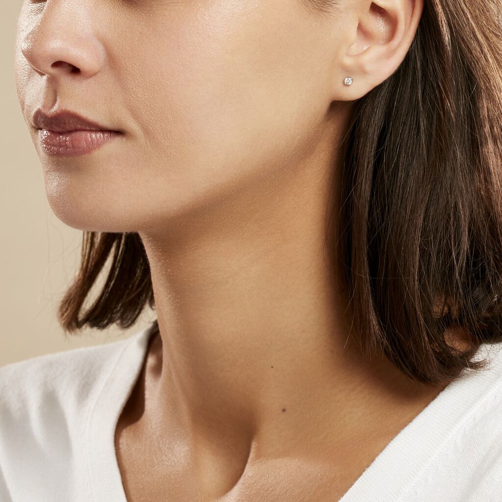 Boucles D'oreilles Puces Or Blanc Victoria Diamants