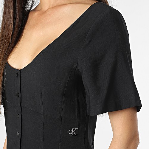 Robe Manches Courtes Femme Button Down 1623 Noir