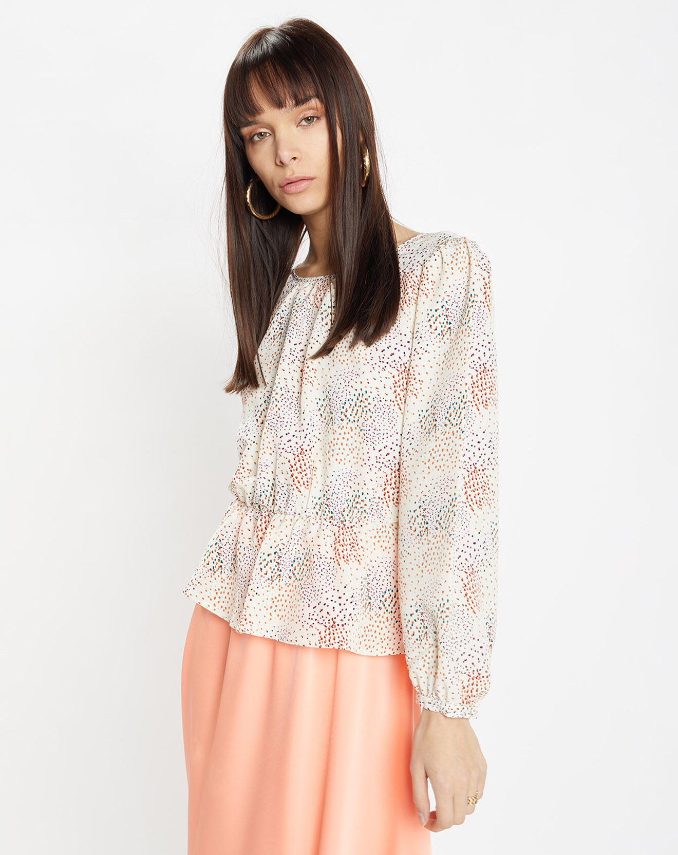 Galeries Lafayette Blouse fluide Gala imprimée beige clair
