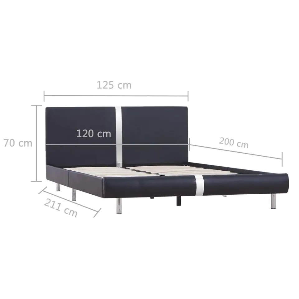 vidaXL - Bed frame met hoofdbord - Zwart - Kunstleer - 120x200 cm