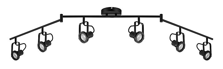 Réglette spot 6 lumières GU10 5W GoodHome Chaman noir mat L.180 x L.12 x H.21 cm