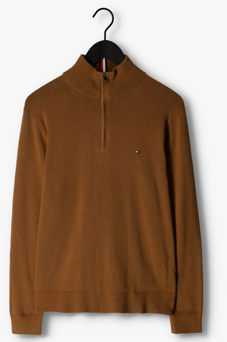 TOMMY HILFIGER camel tommy hilfiger trui pima org ctn cashmere zip mock