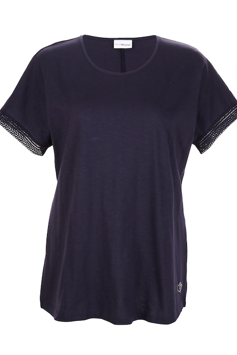 T-Shirt, Rundhals, Spitze am Halbarm