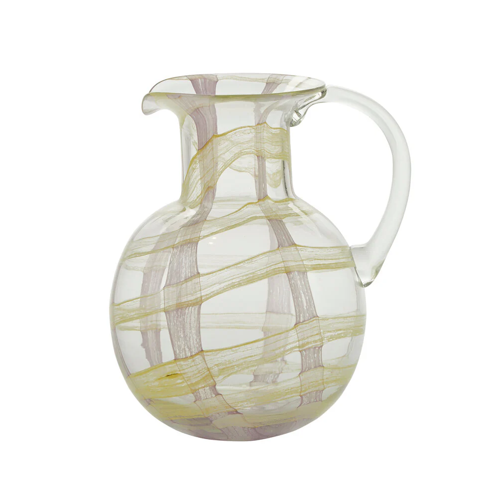 Bahne Interior  Unik ternet glaskande, gul/pink - H22 cm