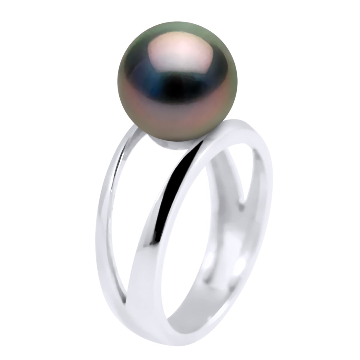 Bague Jonc MODERNE Perle de TAHITI Ronde 9-10 mm Argent 925