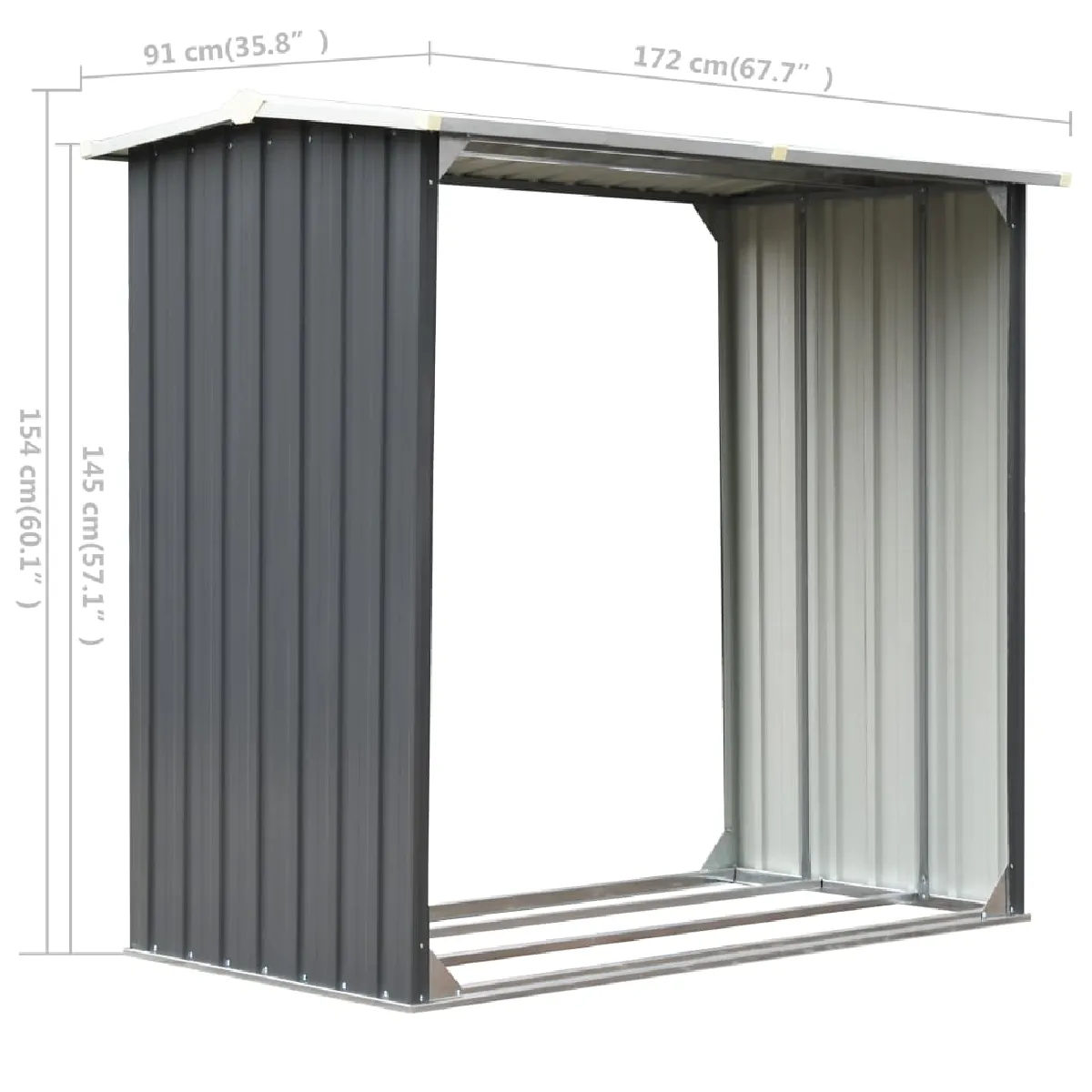 vidaXL Abri de stockage de bois - Gris