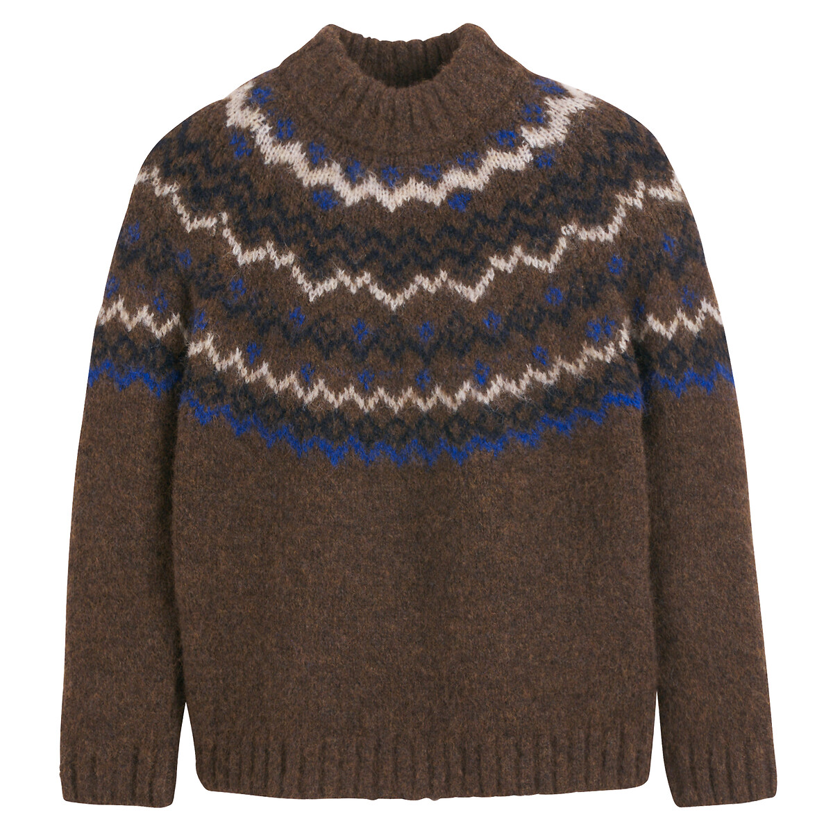 COLEÇÕES LA REDOUTE<br>Suéter de gola redonda em tricô jacquard grosso