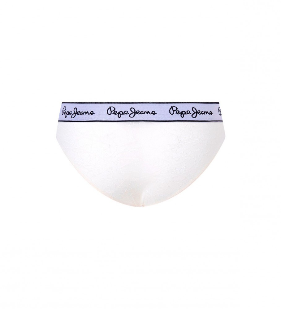 Calcinha biquíni de malha branca Pepe Jeans