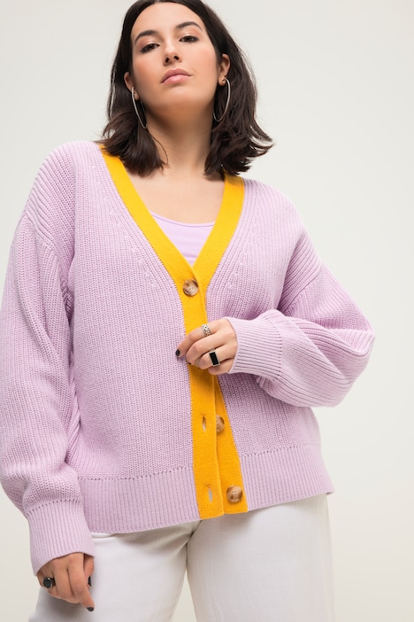 Strickjacke, oversized, Colorblende, Langarm