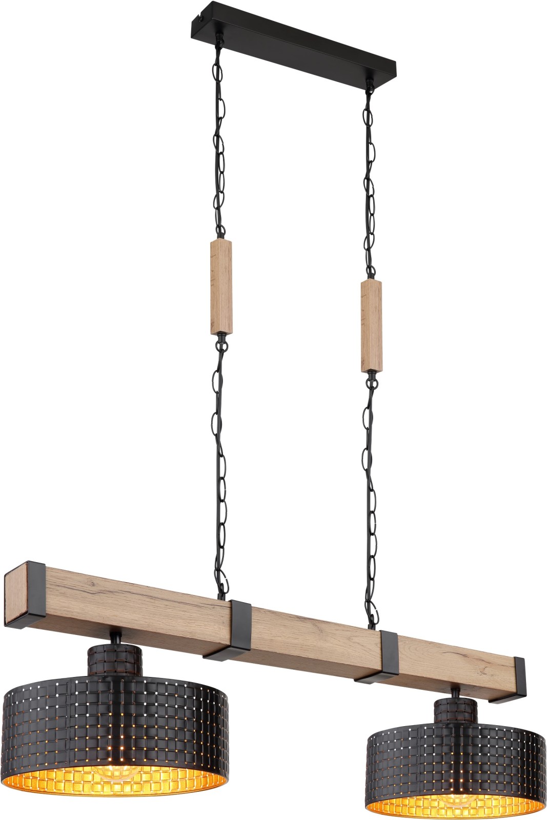 Pendelleuchte - natur-goldfarben-schwarz matt - 80 cm