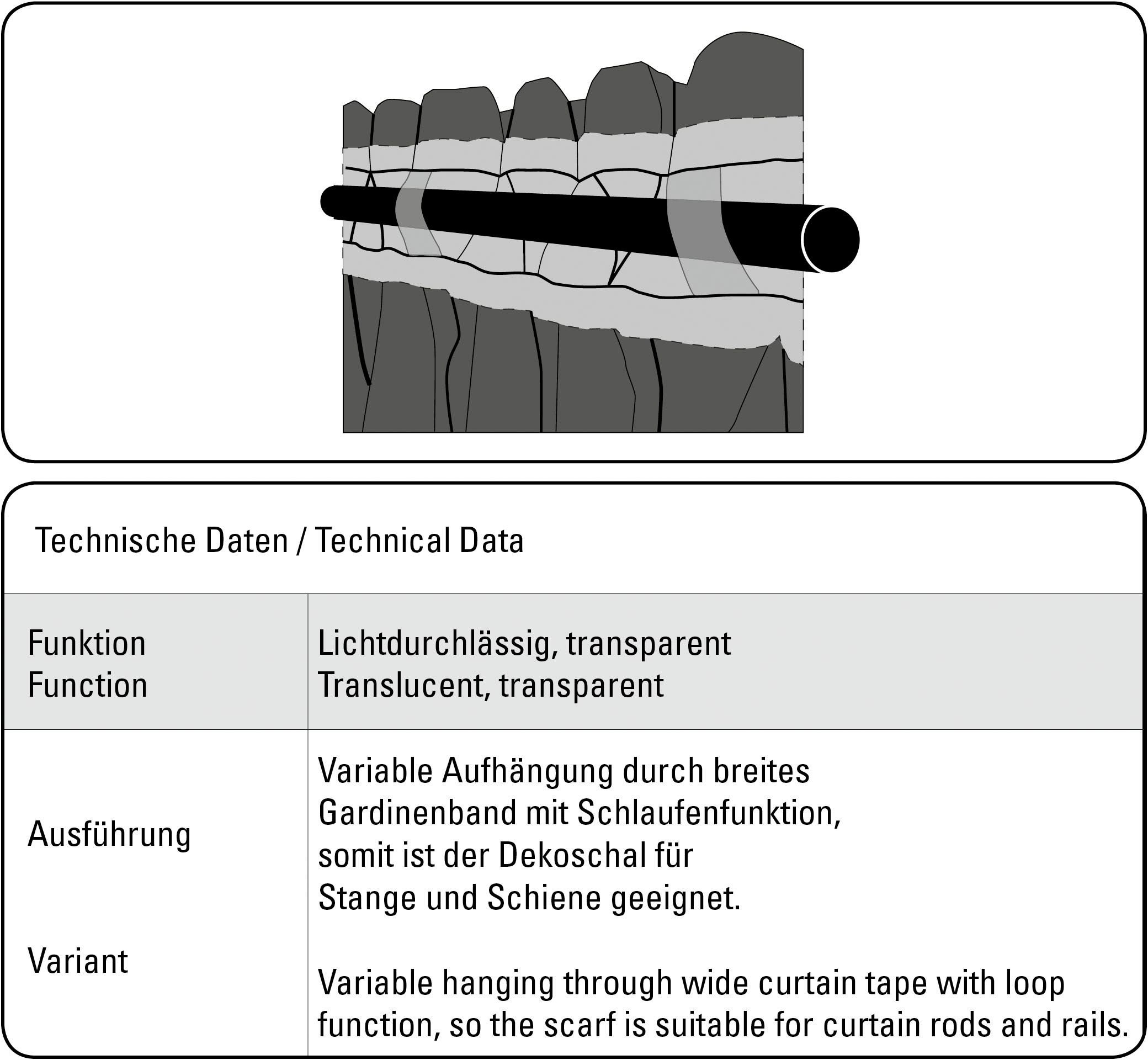 GARDINIA Gardine »Schal mit Gardinenband Voile Uni« verdeckte Schlaufen 1 Stk. tlg. Stoff Voile Uni