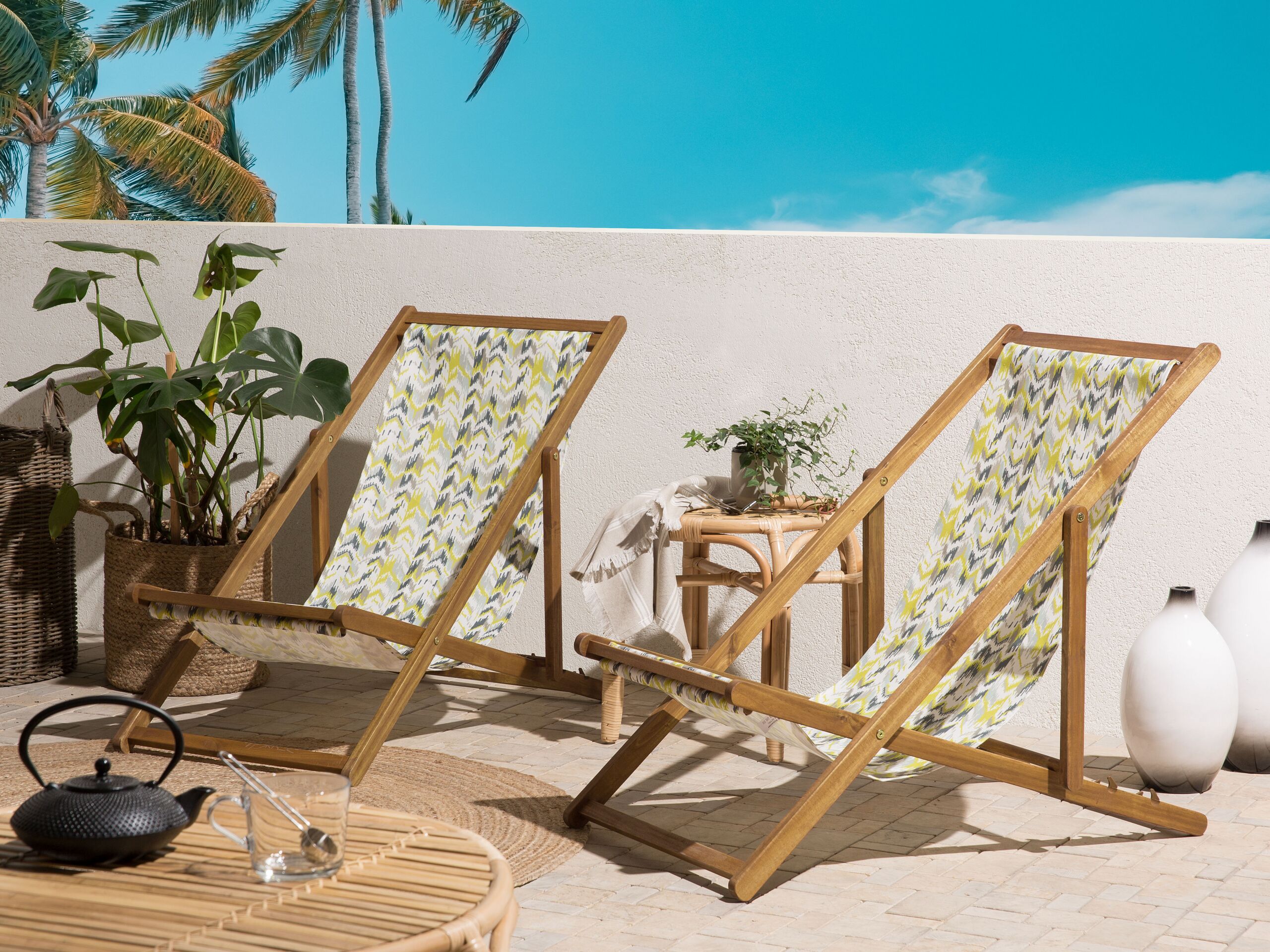 Beliani - ANZIO  - Strandstoel set van 2 - Multicolor - Polyester