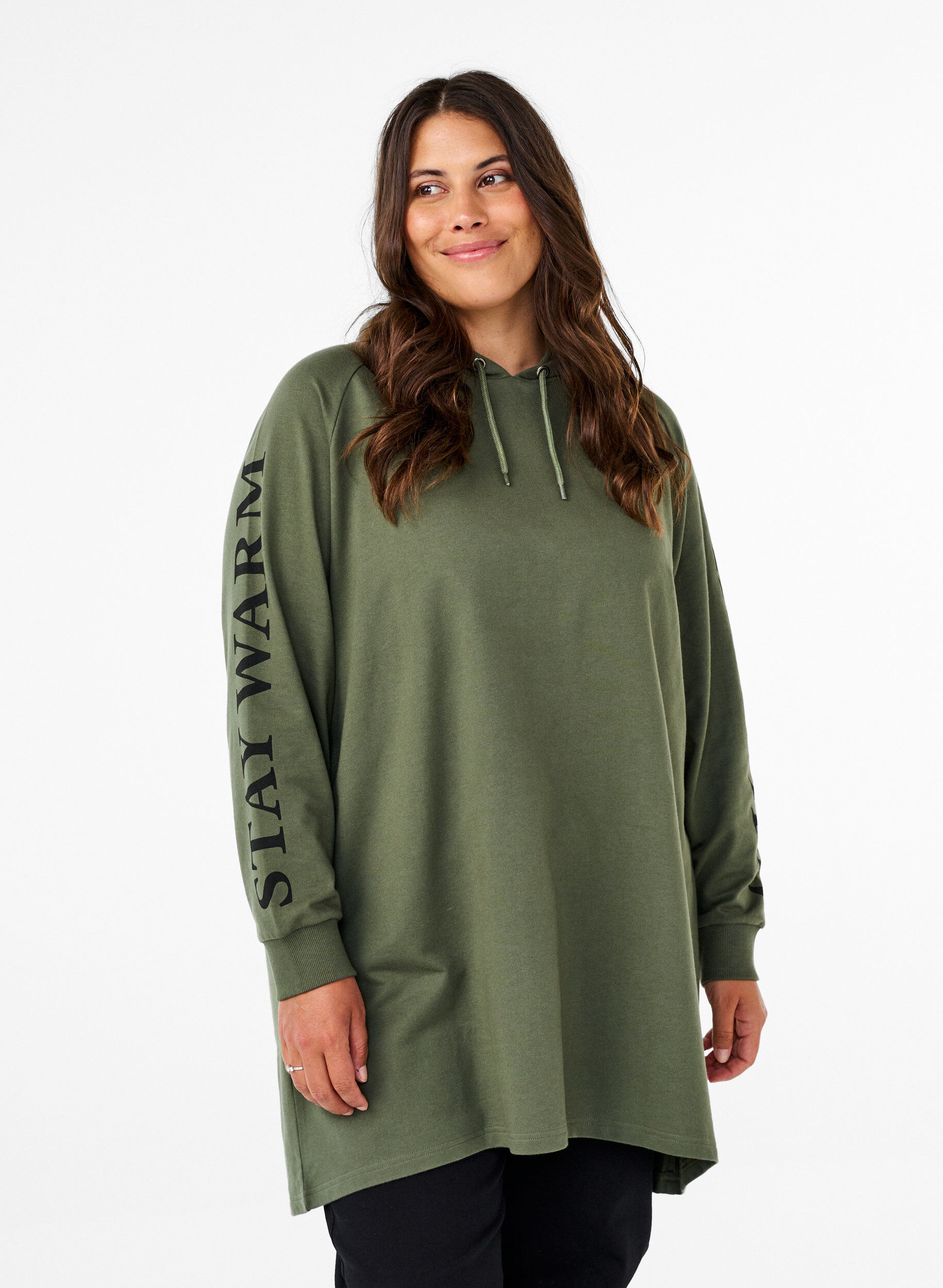 Oversize sweat med print på ærmerne