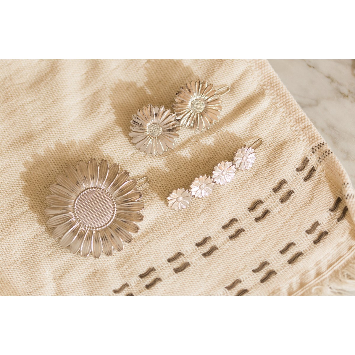 mini barrette fleurs plaqué argent - MAÏA