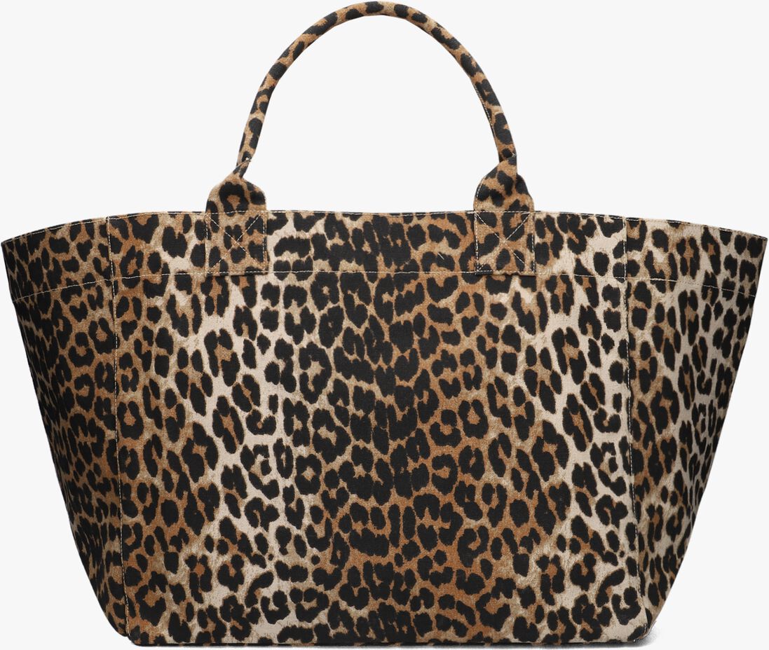 bruine ganni schoudertas shopper xxl pocket print