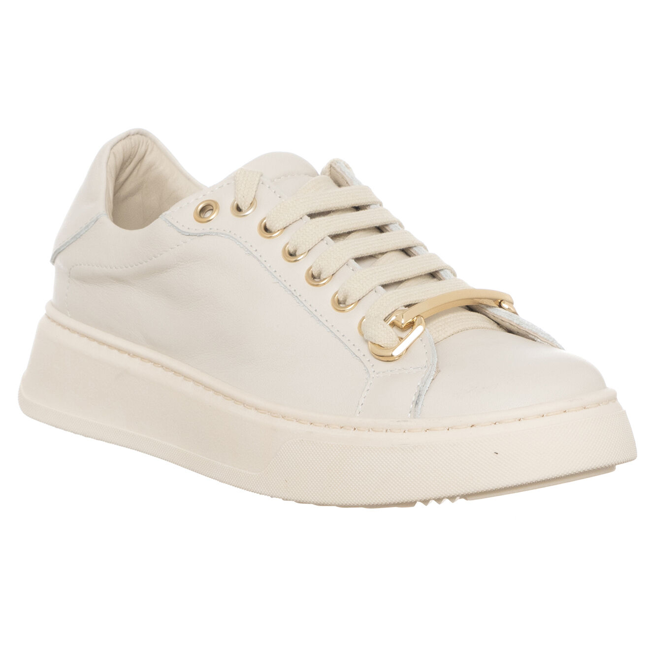 Loretta Pettinari Sneakers en Cuir Grega écrues
