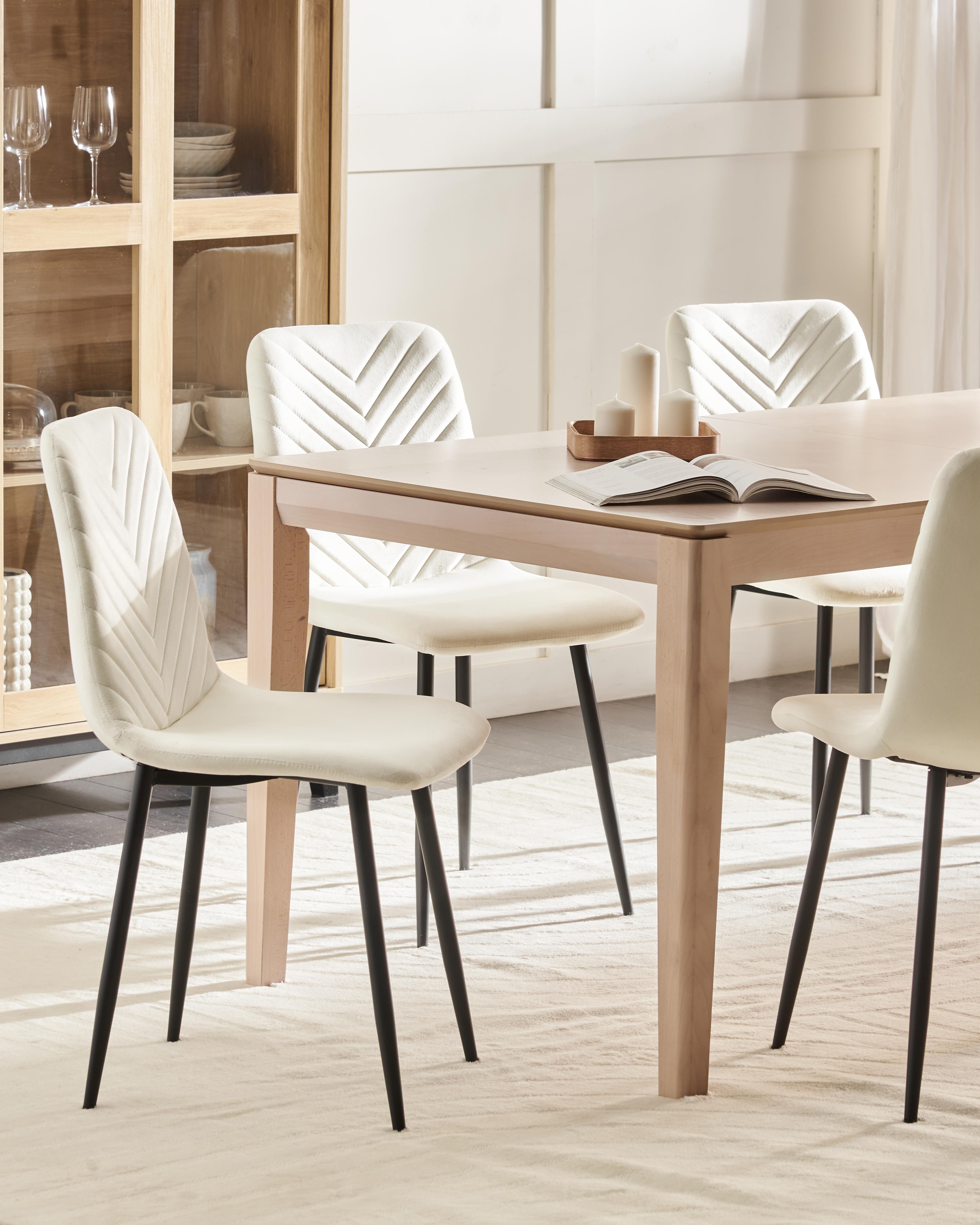 Set van 4 eetkamerstoelen HAVRE Fluweel Gebroken wit