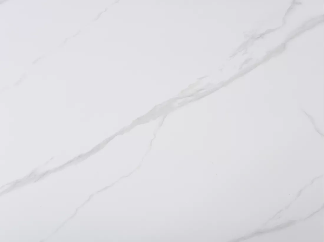 Table à manger 6 personnes en céramique et MDF - Effet marbre blanc et Noir - LAOMINIA