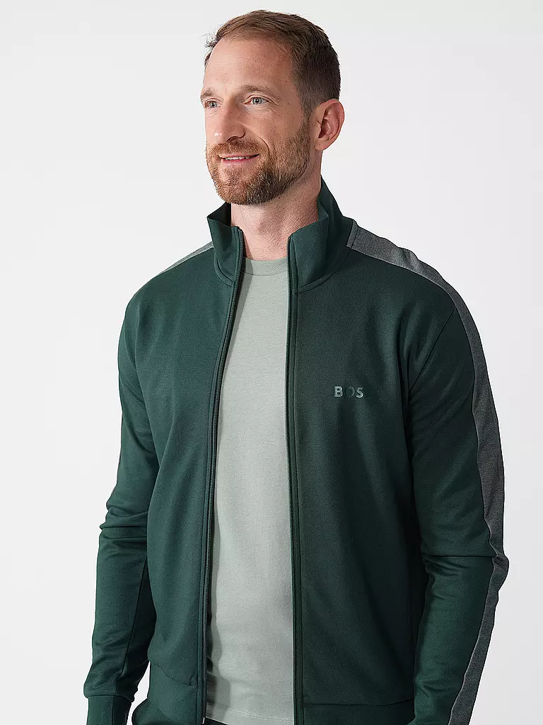 BOSS Loungewear Sweatjacke dunkelgrün