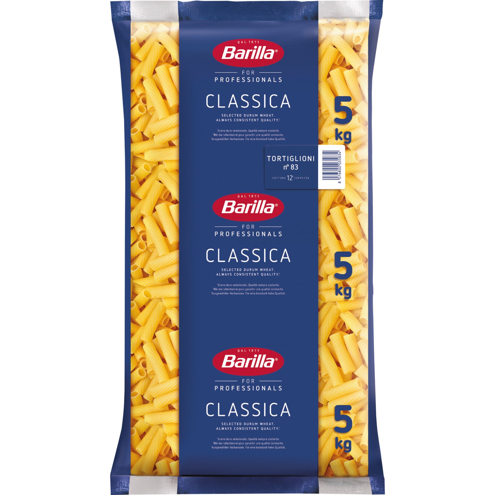 Barilla Tortiglioni No 83, 5 kg