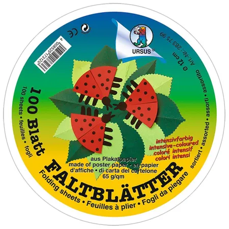 URSUS Faltblätter Intensivfarbe Durchmesser ca. 12 cm, 65 g/qm, 100 Blatt sortiert in 10 Farben