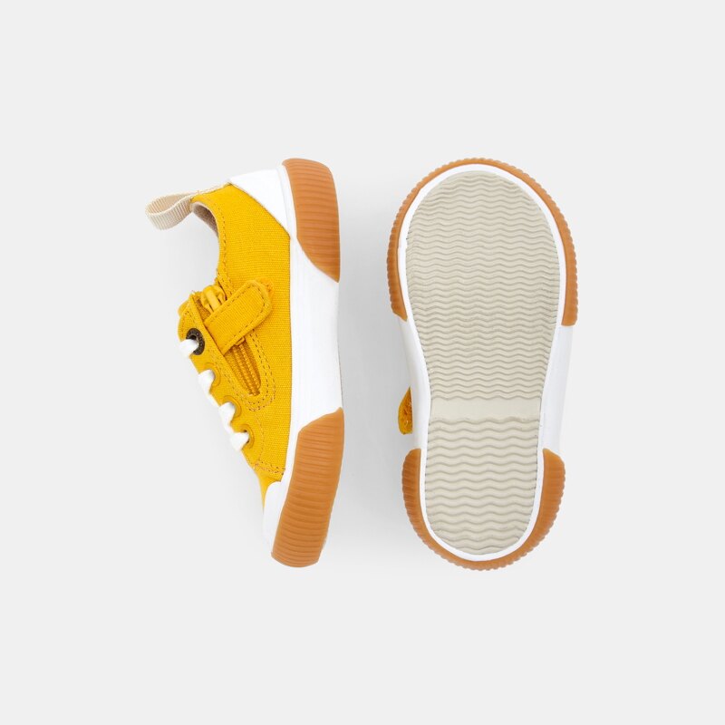 Tennis en toile à lacets jaunes bébé garçon Jaune