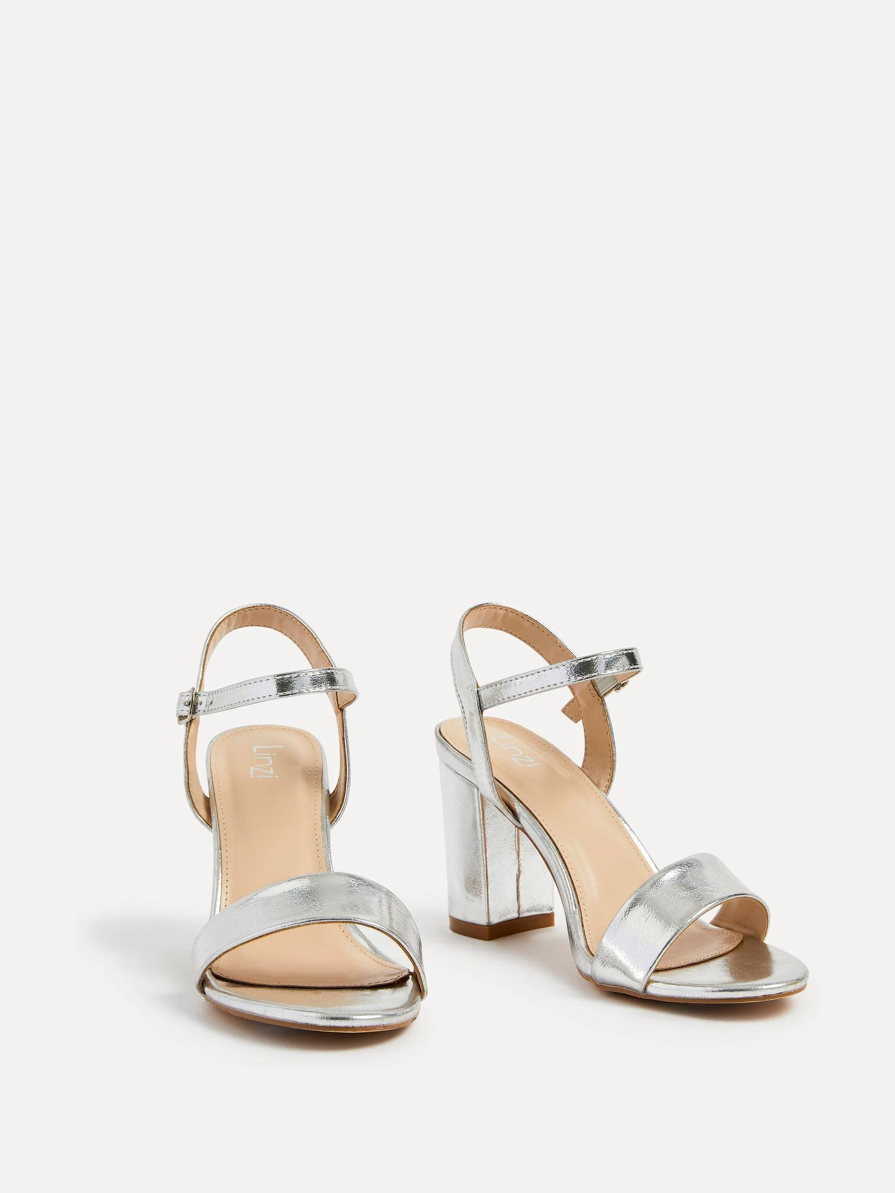 Zilver - Linzi - Skyline minimalistische sandalen met blokhak en open achterkant