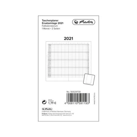 Herlitz Taschenplaner Ersatzeinlage 2021 mit Leporello-Falzung