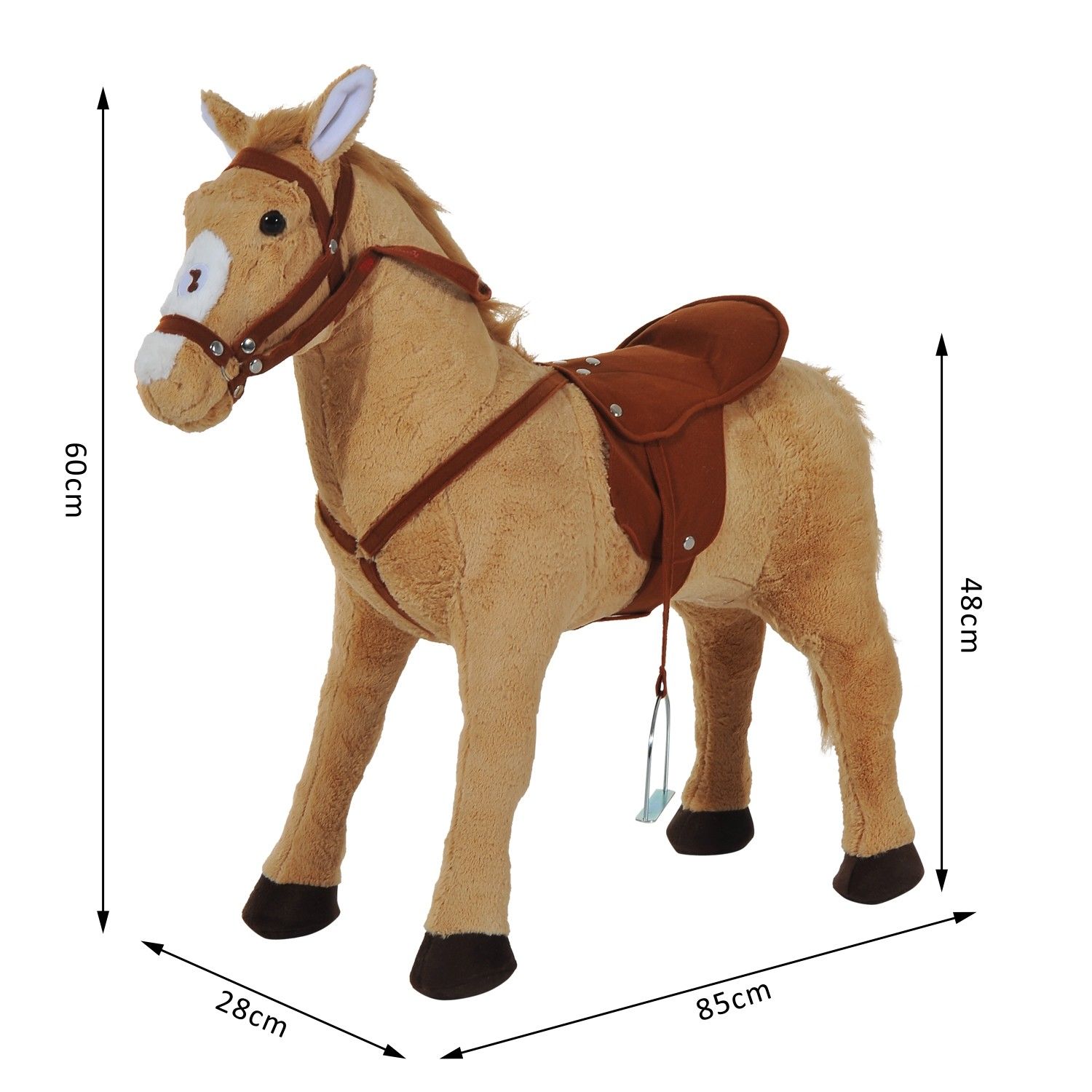 HOMCOM Kinderpferd für Kinder ab 3 Jahren beige 85 x 28 x 60 cm (LxBxH)