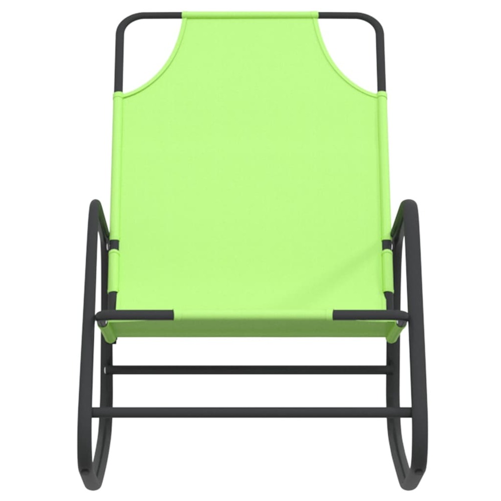 Lot de deux chaises longues à bascule vert acier et textilène