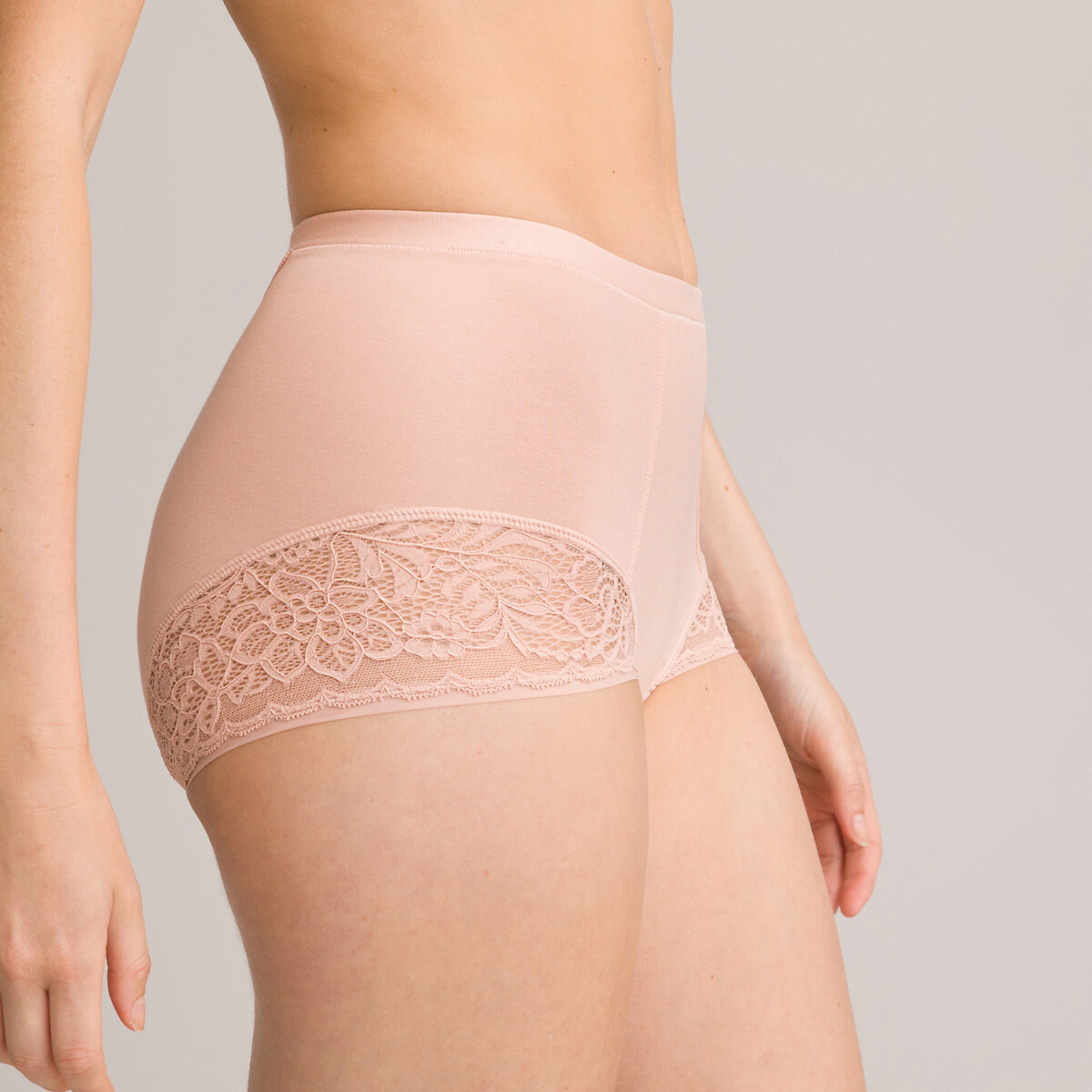 ANNE WEYBURN<br>Conjunto de 2 calcinhas de cintura alta em algodão e renda