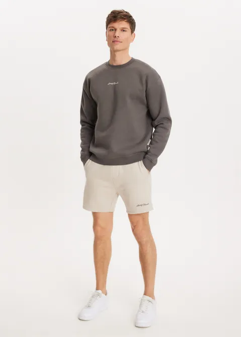 Brushed written sweater bruin (BRN.CH)