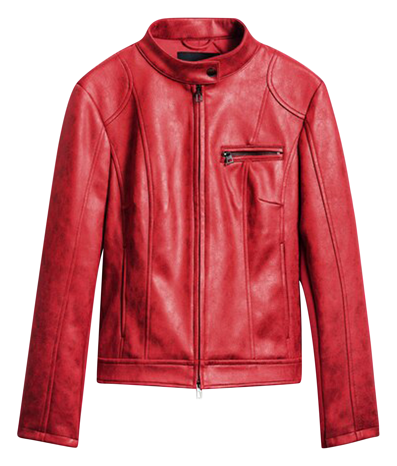 Veste droite effet cuir | Rouge