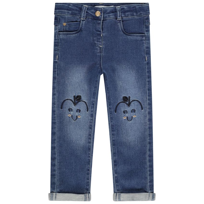 Jeans brodé pour bébé fille - Bleu