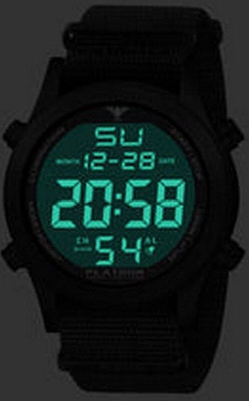 KHS - KHS.PLABSD.NB - Polshorloge - Zwart - Platoon Black Steel Digital - Heren