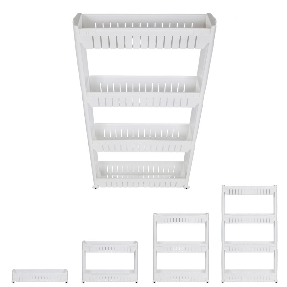 tectake® Nischenregal, 4 Ebenen, leicht zu reinigen, 54 x 12 x 101 cm