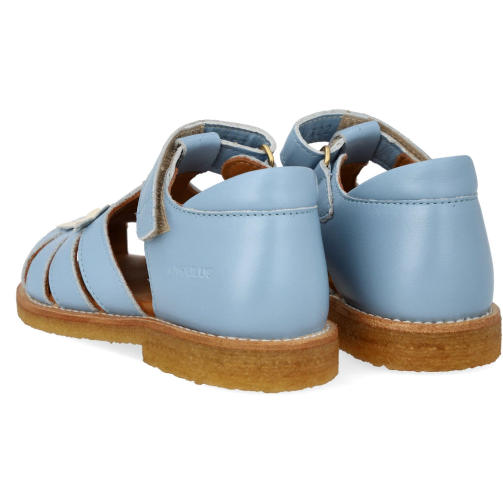 Køb Angulus Sky Blue/Buttermilk Sandal Med Lukket Tå Og Blomster