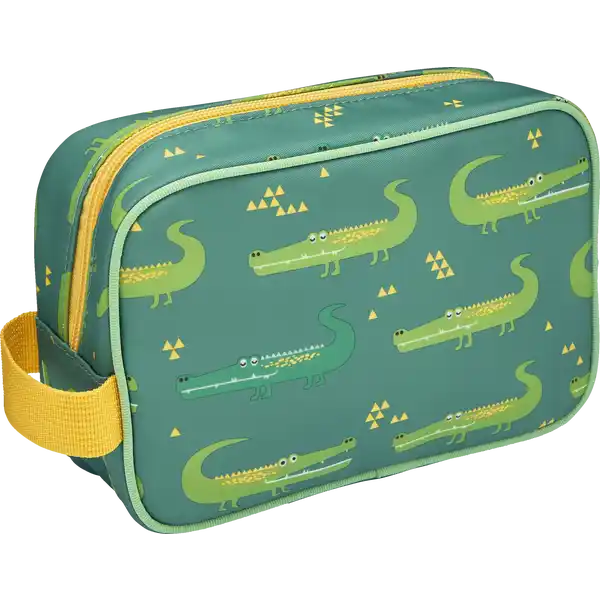 Kinder Kulturtasche grün / gelb Krokodil