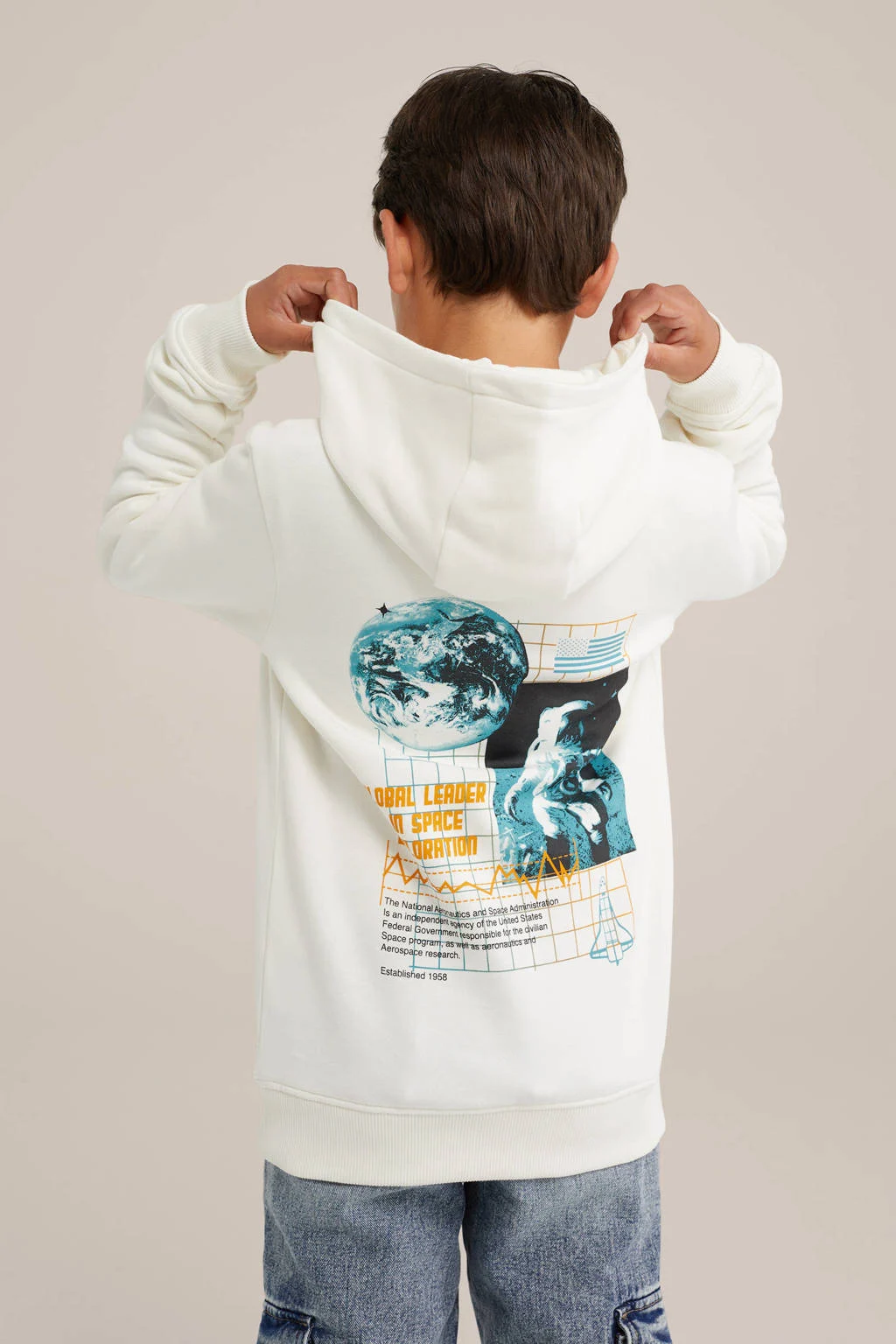 WE Fashion sweater met backprint ivory