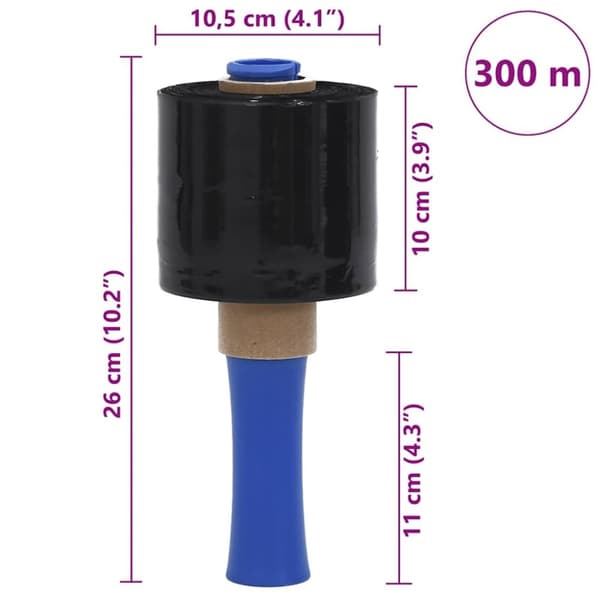 vidaXL Strekkfilm 10 stk svart 23 µm 10 cm x 300 m
