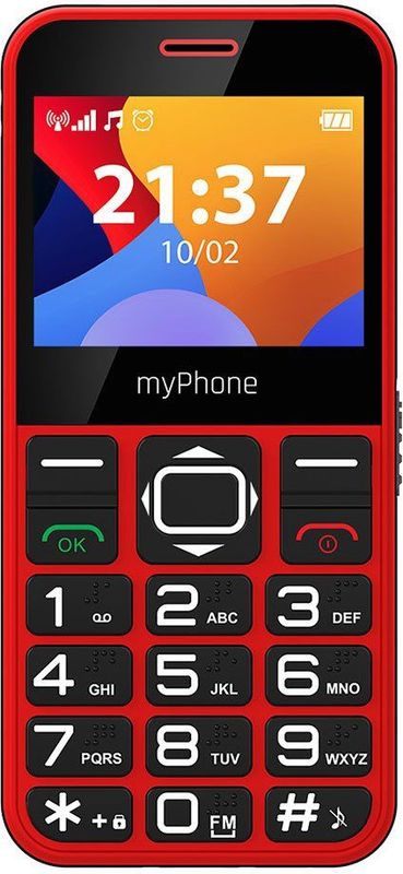 myPhone Halo 3 Senioren Telefoon - FM-radio - Oplaadstation - SOS-knop - Rood