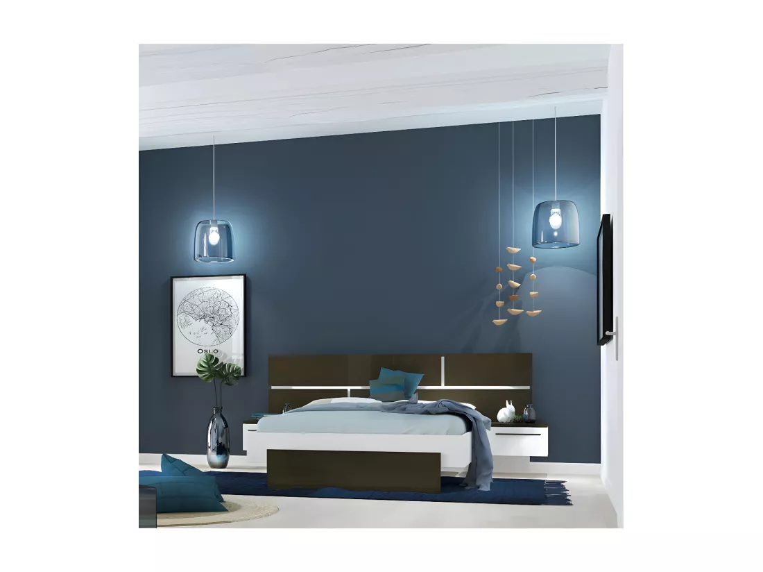 Chambre Adulte Complète Gris Moonstone/Blanc (160*200) - FLORINE n°1