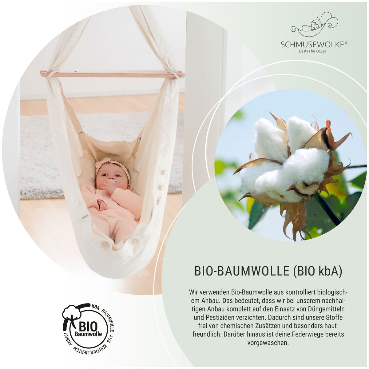 SCHMUSEWOLKESCHMUSEWOLKE   Tipi weiss mit anthrazit Motor und Bio Federwiege natur Schafwolle
