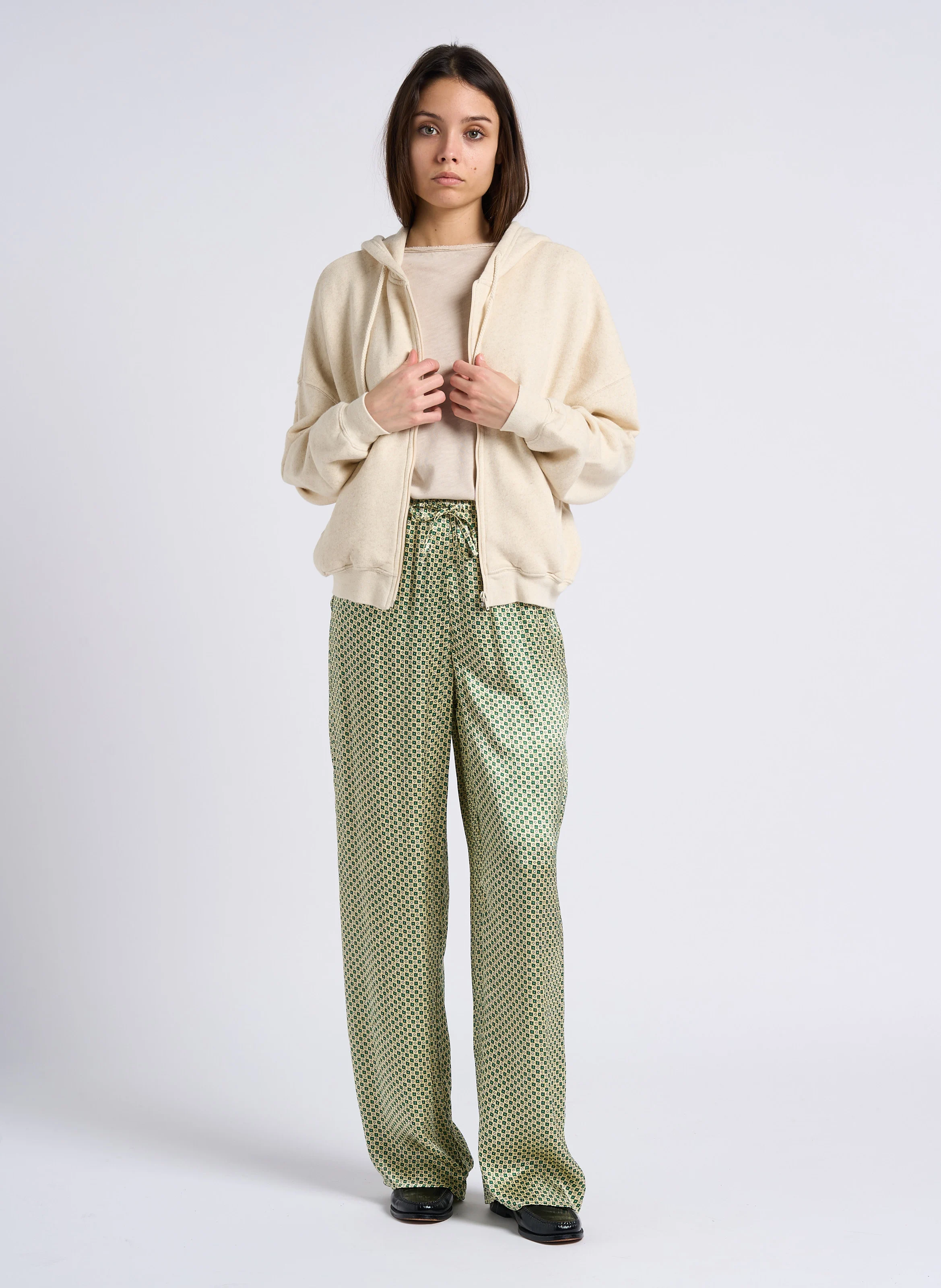 ITONAY - Sweat à capuche en coton bio et lin mélangé | Beige