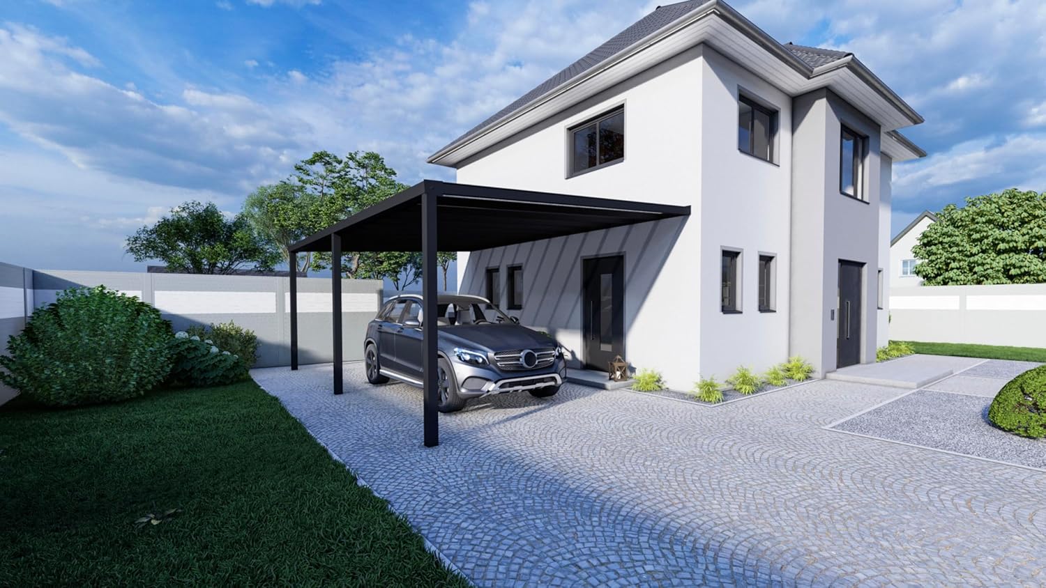 Carport KD Alpha in Anthrazit mit 16mm Klar Polycarbonat in 400x300cm - Überdachung aus Aluminium - Der optimale Schutz für Sie und Ihr Fahrzeug