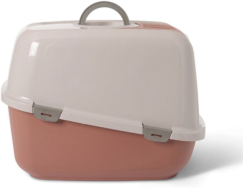Savic - Nestor Jumbo XXL - Kattentoilet - Champagne Roze/Toscane Rood - Inclusief 2 Extra Filters en 6 Zakjes