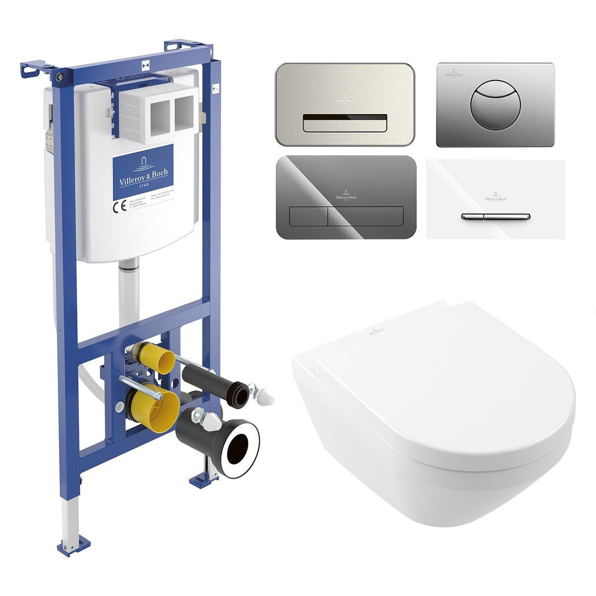 Villeroy & Boch ViConnect toiletset met Villeroy & Boch Architectura randloos toilet met TwistFlush en softclose zitting