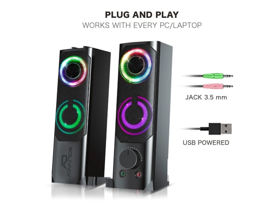 SPIRIT OF GAMER - Enceintes multimédia Enceintes pc 2.0 - 6w rms - modulable en une barre de son ...
