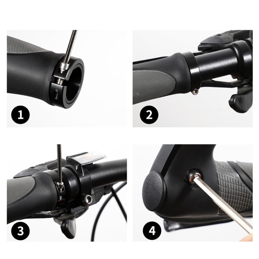 (2er Set) Ergonomischer Fahrrad Mountainbike Lenker Hörner Griff - Schwarz / Grau